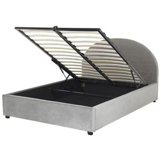 Beliani Cama Con Almacenaje De Terciopelo Gris Claro 160 X 200 Cm Otomana Vaucluse