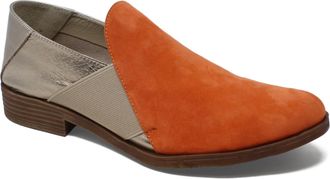 Django & Juliette Womens Kefect Slip On Shoes In Orange-Champange Suede-Leather