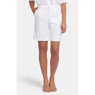 NYDJ Relaxed Linen Blend Shorts in Optic White at Nordstrom, Size 10P