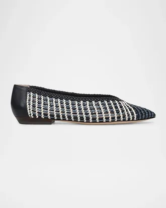 Veronica Beard Bancroft Woven Leather Ballerina Flats
