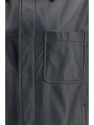 Loewe Mens Leather Jacket Black Calfskin Shirt
