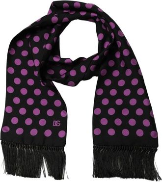 Dolce & Gabbana Foulard in Seta con Pois e Frange - - Accessories - Uomo - Multicolore - ONE SIZE