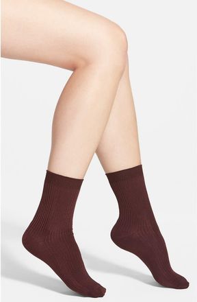 Chelsea28 Luster Crew Socks in Burgundy Stem at Nordstrom, Size 9