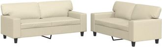 vidaXL Vidaxl - Juego De Sof&aacute;s 2 Piezas Cuero Sint&eacute;tico Color Crema