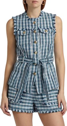 Cinq &agrave; Sept Matilda Tweed Reenee Vest In Navy Multi