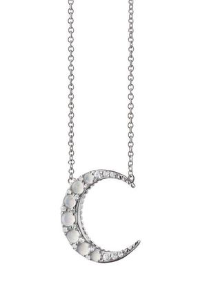 Monica Rich Kosann Mini Crescent Moon Pendant Necklace in Silver at Nordstrom, Size 17