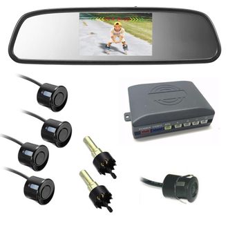 Trade Shop Trade Shop - Car Parking Kit 4 Black Sensors Reverse Camera Mirror Monitor