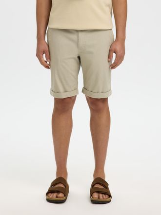 Selected Shorts SELECTED SLHSLIM-LUTON FLEX SHORTS NOOS, Herren, Gr. XXL, N-Gr, vetiver detail:with oatmeal, Web, Obermaterial: 98% Baumwolle, 2% Elasthan, uni