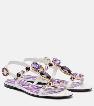 Dolce & Gabbana Embellished leather slingback sandals