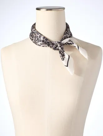 Talbots Micro Leopard Neckerchief - Grey - 001 Talbots