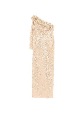 Saiid Kobeisy One-Shoulder Embroidered Tulle Dress