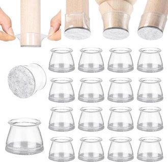 OEM Protezioni Per Gambe Di Sedie - 16 Pezzi, Cristallo Trasparente - Cuscinetti In Silicone Con Retro In Feltro Per Pavimenti In Legno E Gambe Di Mobili 