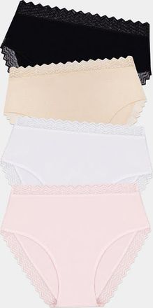 Stripe and Stare Zig Zag Lace High Rise Knicker Four Pack in Sand Essentials at Nordstrom, Size X-Small Uk