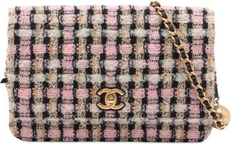 Chanel Borsa a tracolla Pearl Crush in tweed trapuntato con catena 2021-2025 - Rosa