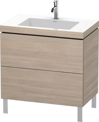 Duravit Lavabo Para Muebles Duravit L-cube C-bonded Con Base De Pie, 80x48 Cm, 2 Extra&iacute;bles, Sin Rebosadero, 1 Agujero Para Grifo, Color: Decoraci&oacute;n Pino Plat