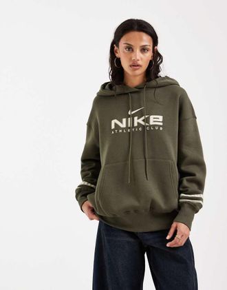 Nike Varsity Phoenix Fleece - Felpa con cappuccio oversize kaki-Verde