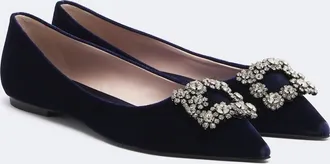 Roger Vivier Flower Strass velvet ballet flats