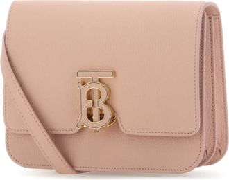 Burberry Womens Tb Logo Leather Crossbody Bag Pink Calf