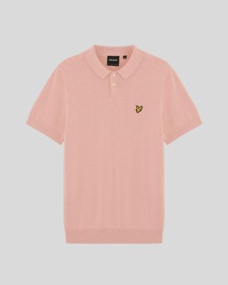 Lyle & Scott Mens Cotton Knitted Polo Shirt - Pink - Size X-Large