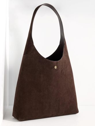 Talbots Hayden Suede Large Hobo Bag - Dark Chocolate - 001 Talbots