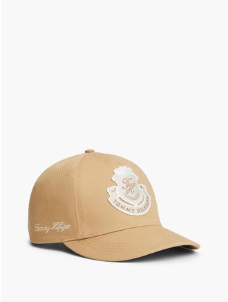 Tommy Hilfiger Mens Script Monogram Crest Patch Baseball Cap - Classic Khaki