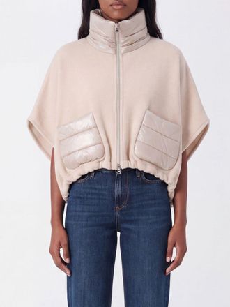 Herno Short Wool and Cashmere Blend Cape with Funnel Neck and Zip Closure