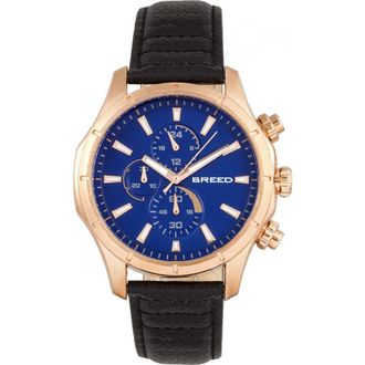 Breed Lacroix Chronograph Leather-Band Watch in Rose Gold/black at Nordstrom