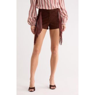 Longchamp Fringed Lambskin Leather Shorts in Ebony at Nordstrom Rack, Size 6 Us / 38 Fr