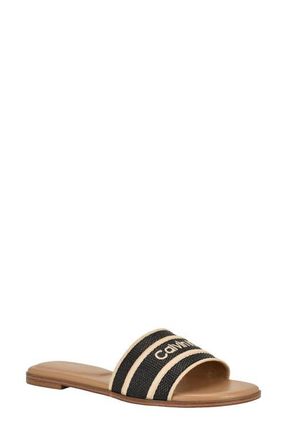 Calvin Klein Kendell Slide Sandal in Black/Natural at Nordstrom, Size 9.5