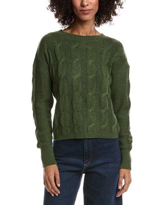 Forté Cashmere Crop Cable Wool & Cashmere-Blend Sweater
