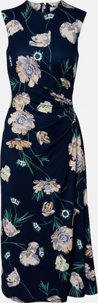 Erdem Draped floral jersey midi dress