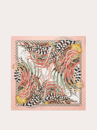 Ferragamo Women Rooster print silk scarf Pink