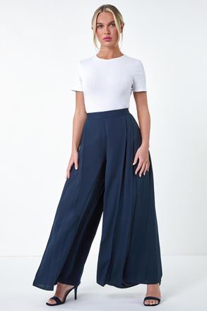 Roman Pleat Side Wide Leg Trousers