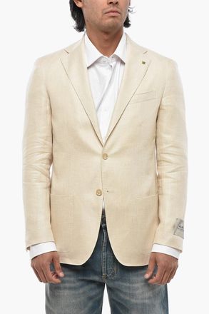 Corneliani CC COLLECTION Giacca in Misto Lino con Rever Classico Corneliani