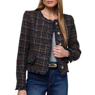 L'agence Zaya Tweed Jacket In Midnight Brown Multi