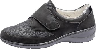 Waldl&auml;ufer Klettschuh WALDL&Auml;UFER KYA-Soft, Damen, Gr. 7 (40,5), schwarz, Lackleder, Nubukleder, Textil, Schuhe Klettschuh, Komfortschuh, Halbschuh in komfortable
