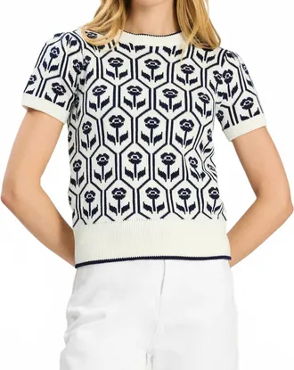 Tyler B&ouml;e Mimi Cotton Tulip Short Sleeve Sweater In Beacon Blue
