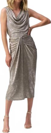 Joseph Ribkoff Foiled Draped Pencil Skirt In Beige/gold