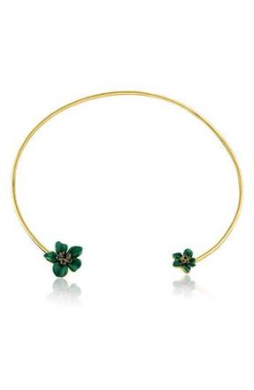 Jardin Resin Flower Open Collar Necklace in Green/Gold at Nordstrom Rack