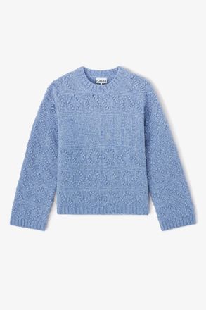 Ganni Blue Cotton Wool Bubble Sweater - Size XXS