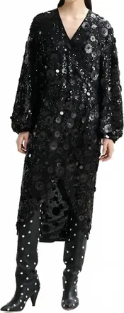 Essentiel Ishine Sequin Wrap Dress In Black
