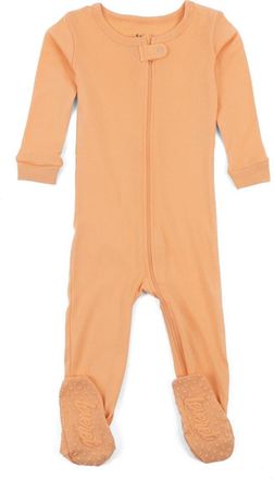 Leveret Footed Solid Cotton Matching Family Pajamas in Peach at Nordstrom, Size 18-24M
