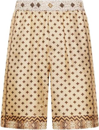 Pierre-Louis Mascia Aloe Geometrische Jacquard Shorts - Heren - Korte Broeken - Beige - M - Korte Broeken