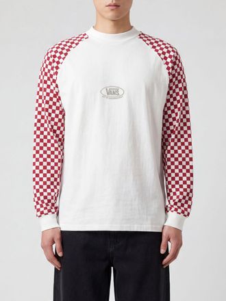 Vans T-shirt a maniche lunghe in cotone con stampa a scacchi e logo sul petto