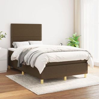 vidaXL Vidaxl - Cama Box Spring Con Colch&oacute;n Tela Marr&oacute;n Oscuro 120x200 Cm