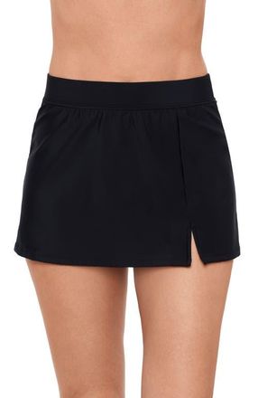 Aqua Green Full Coverage Skirted Swimsuit Bottom with Side Slit in Black at Nordstrom, Size X-Large