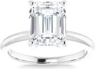 Pompeii3 3.00Ct Platinum Certified Lab Grown Emerald Cut Diamond Engagement Ring Size: 7.5