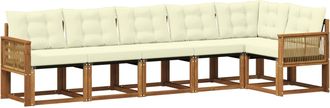 vidaXL Conjunto De Sof&aacute;s De Exterior 6 Uds. Natural Y Crema Vidaxl