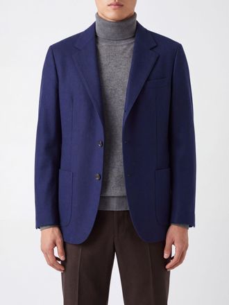 Brunello Cucinelli Blazer monopetto in puro cashmere con tasche a toppa