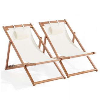 Oviala Juego de 2 sillas de madera de eucalipto blanco